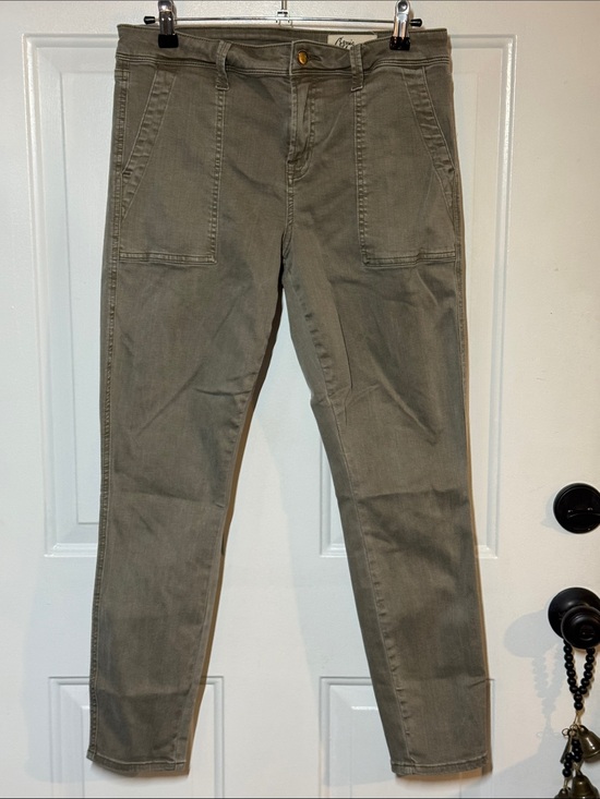 cosmic blue love Pants - Slim Utility Skinny Pants in Olive Green